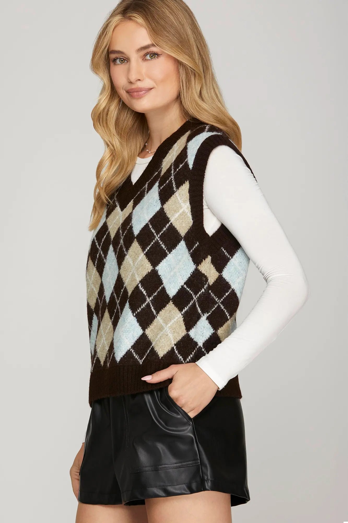 Argyle V-Neck Sweater