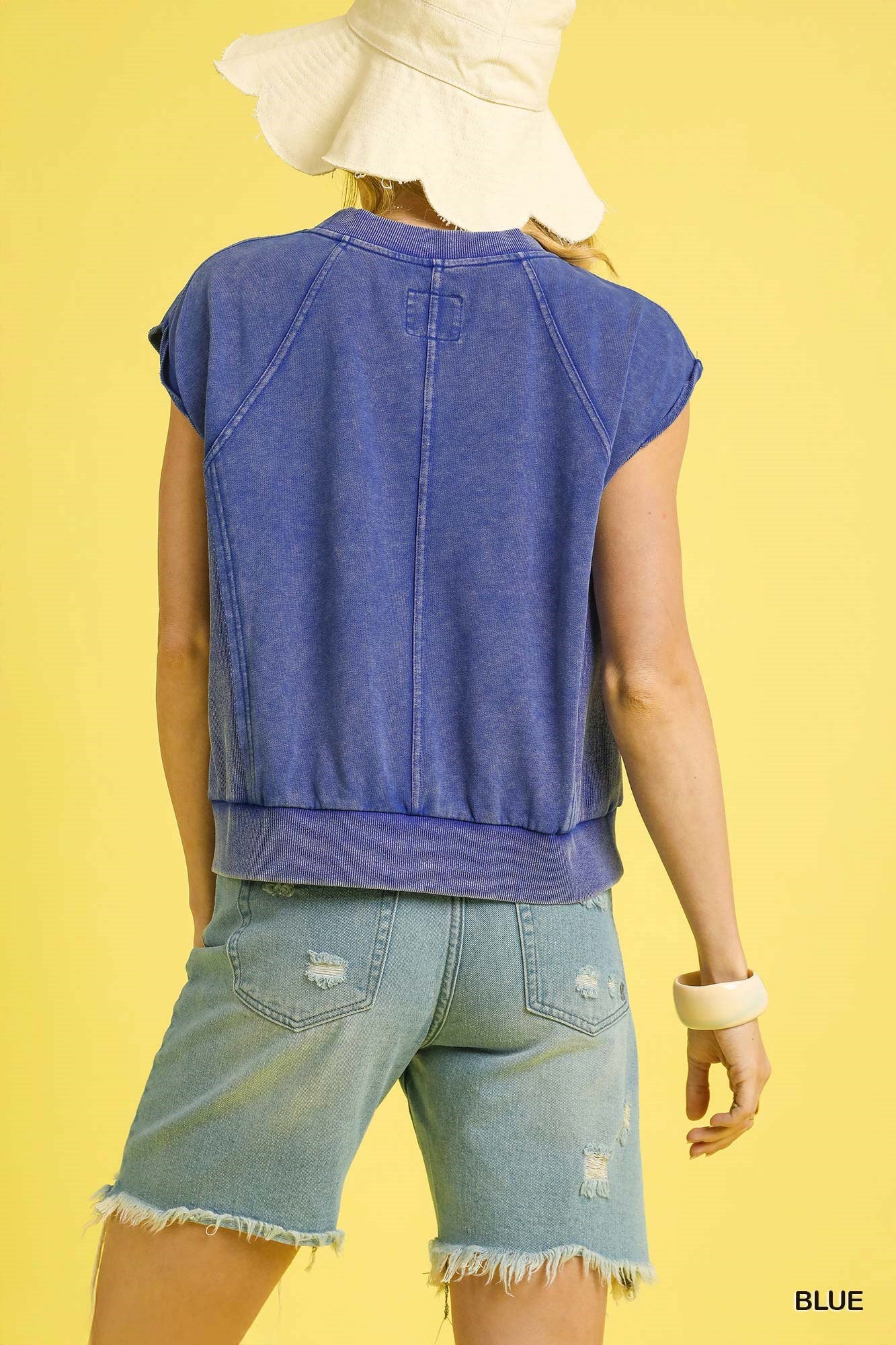 Mineral Washed Cap Sleeve Top