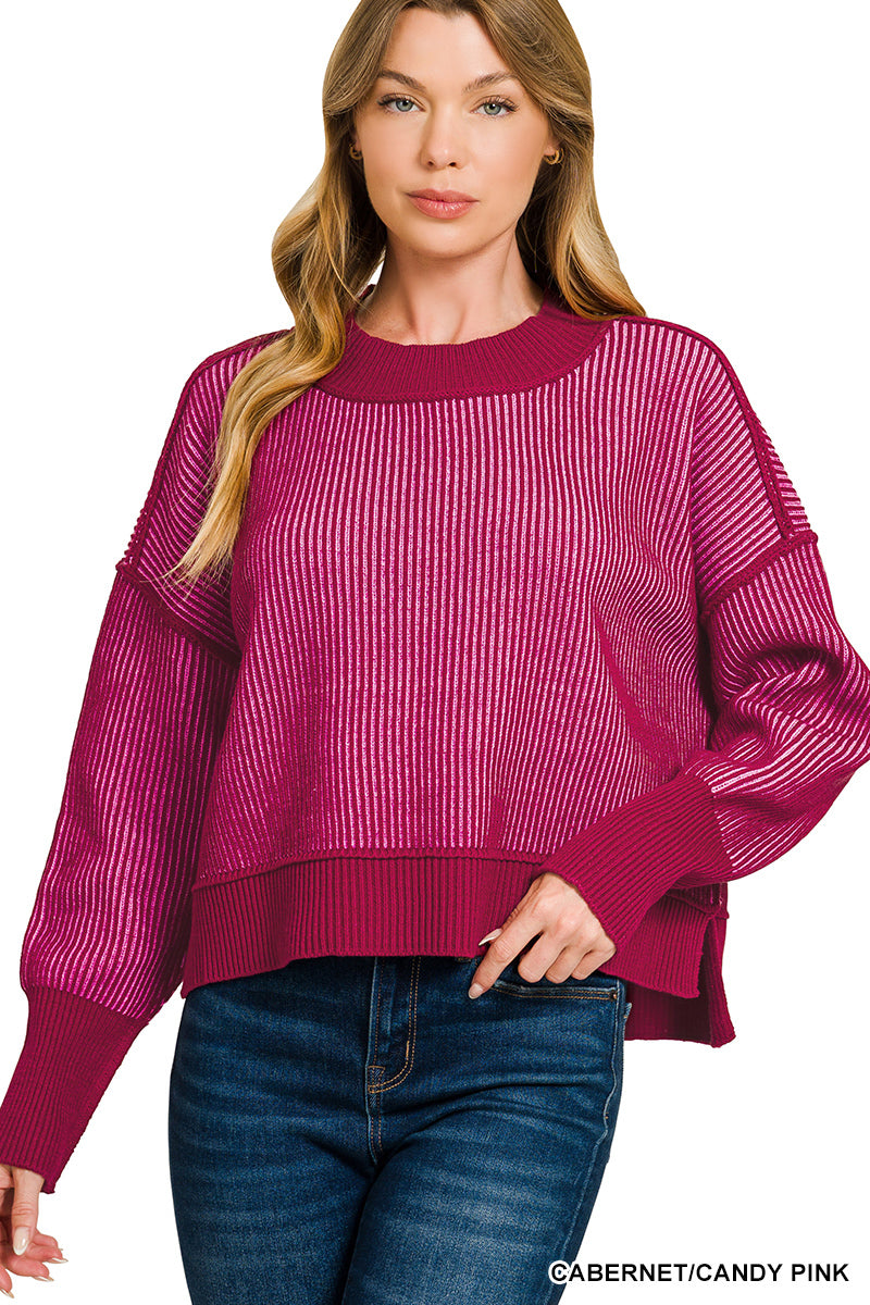 Exposed Seam Two-Toned Sweater