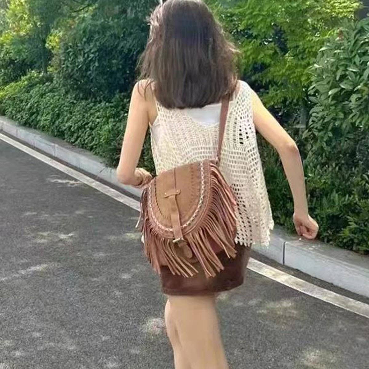 Suede Tassel Shoulder Bag