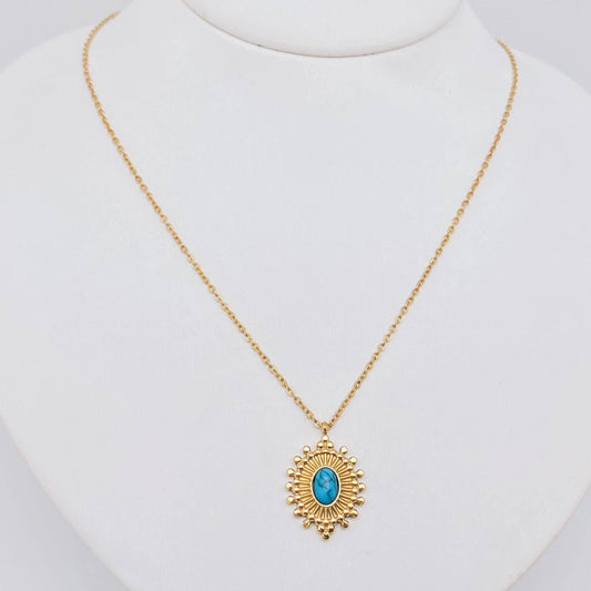 Inlaid Turquoise 18k Gold Plated Necklace