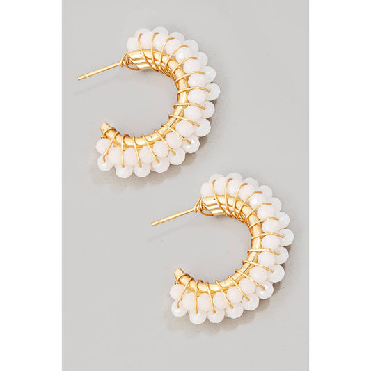 Cluster Beaded Hoop Earrings