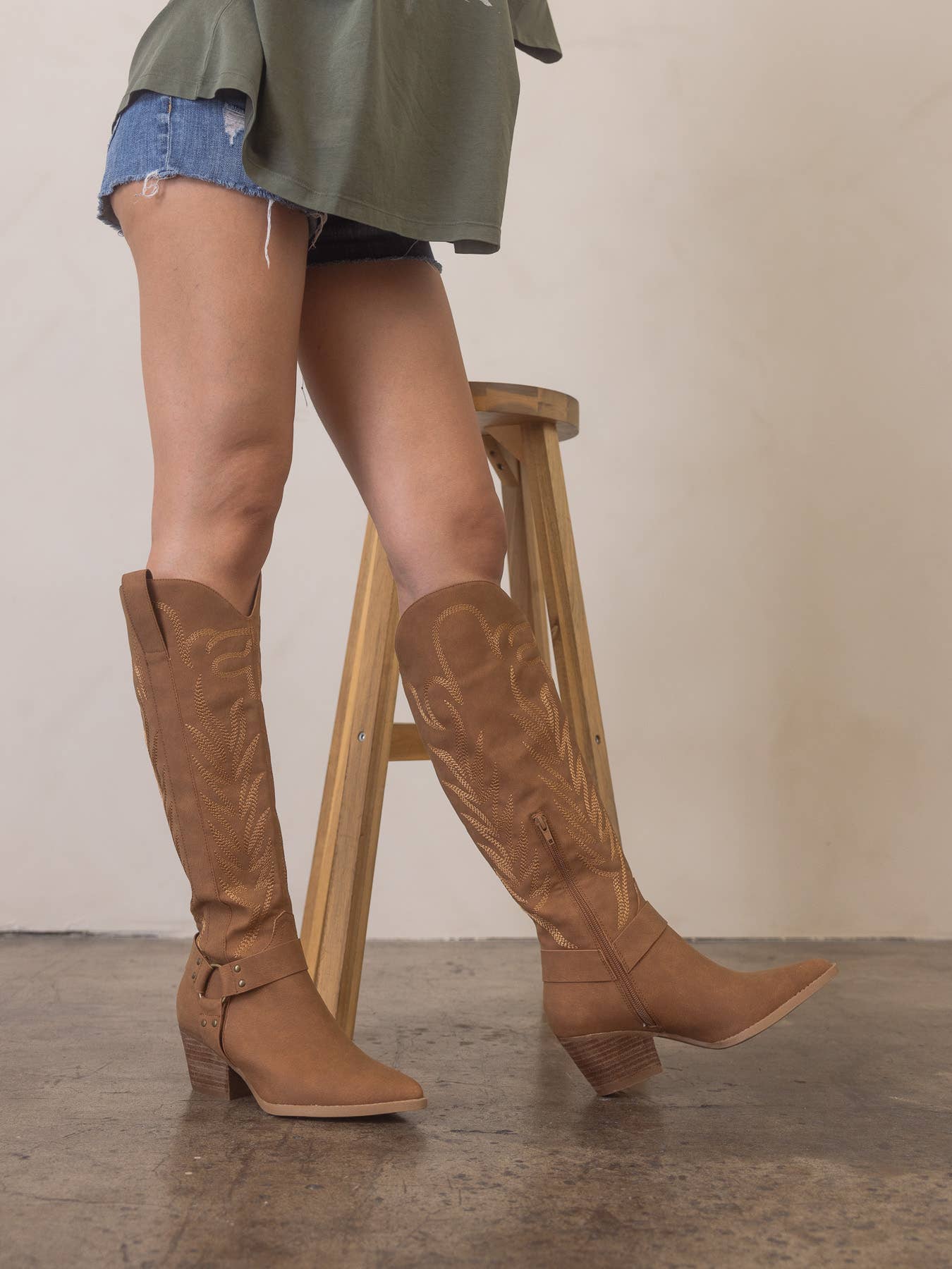 Brown Knee High Cowboy Boot