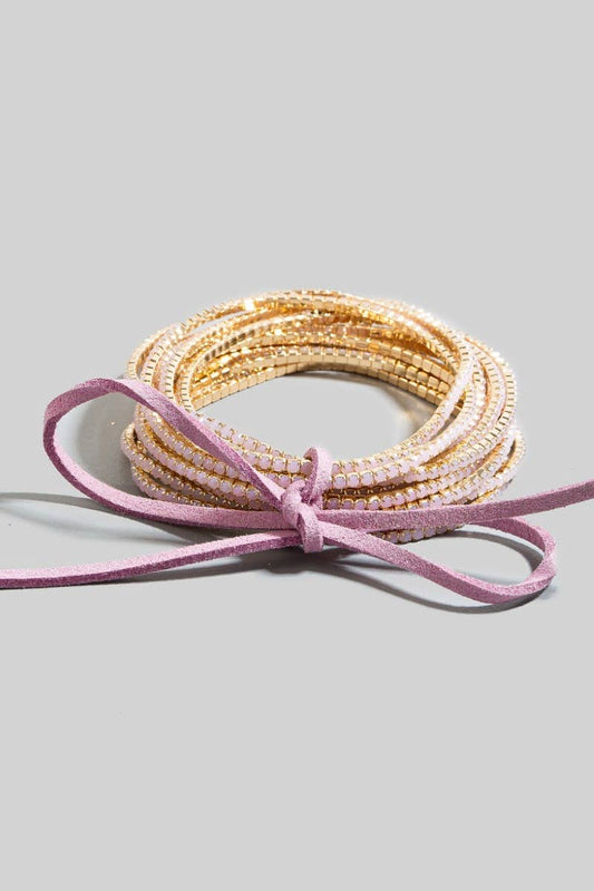 Rhinestone Pave Elastic Bracelet Set