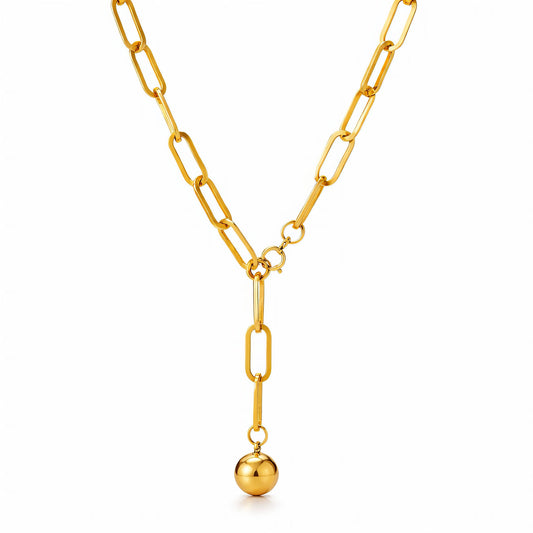 Linked Necklace with Round Drop