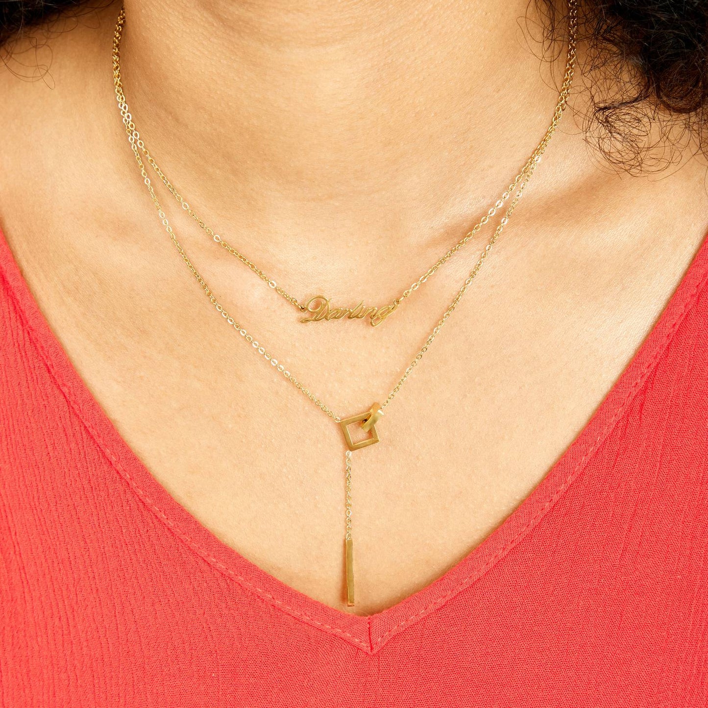 Open Square Pendant Necklace