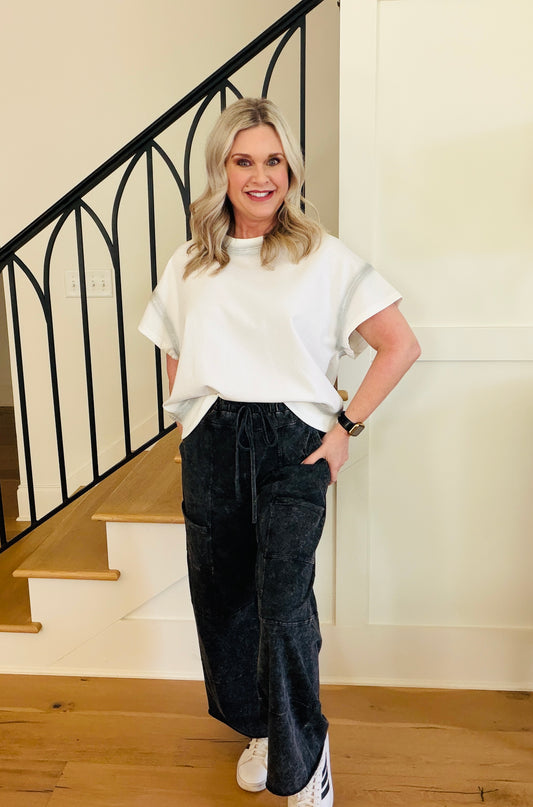 Metal Coated Seam Boxy Shirt