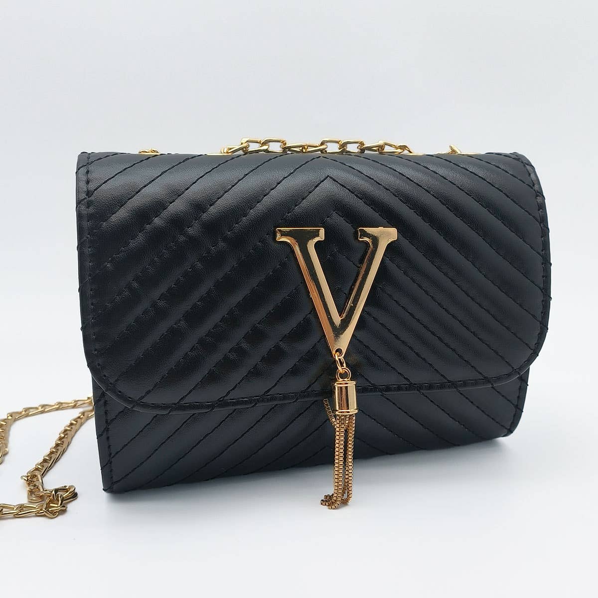 Striped Embroidered Crossbody Bag