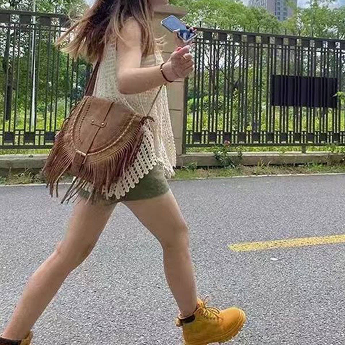 Suede Tassel Shoulder Bag