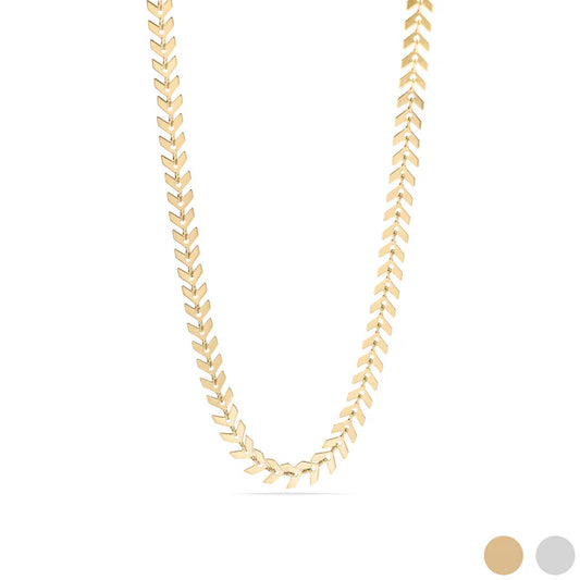 18K Gold PVD Stainless Steel Chevron Chain Necklace
