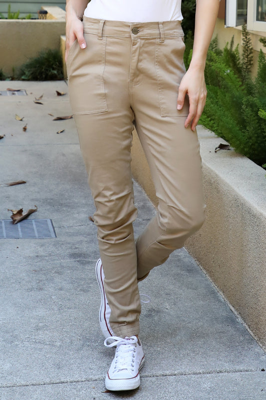 Sand Zipper Detail Jogger Pants