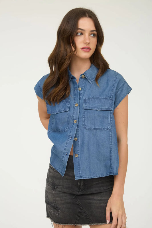 Chambry Collared Pocket Flap Button Down Shirt