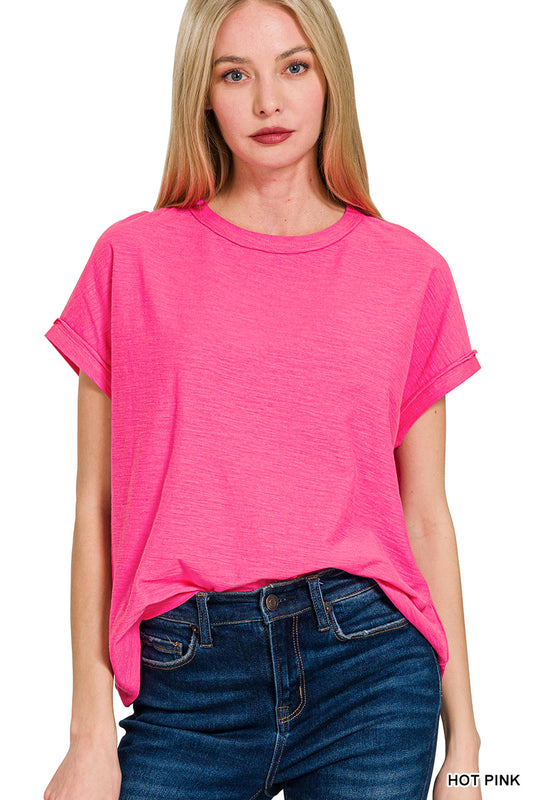 Cotton Slub Round Neck Short Sleeve Tee
