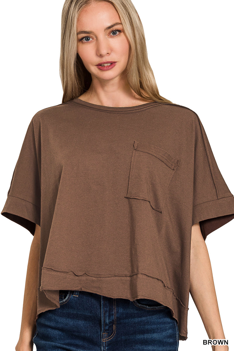 Exposed Seam Oversized Crop Box Tee