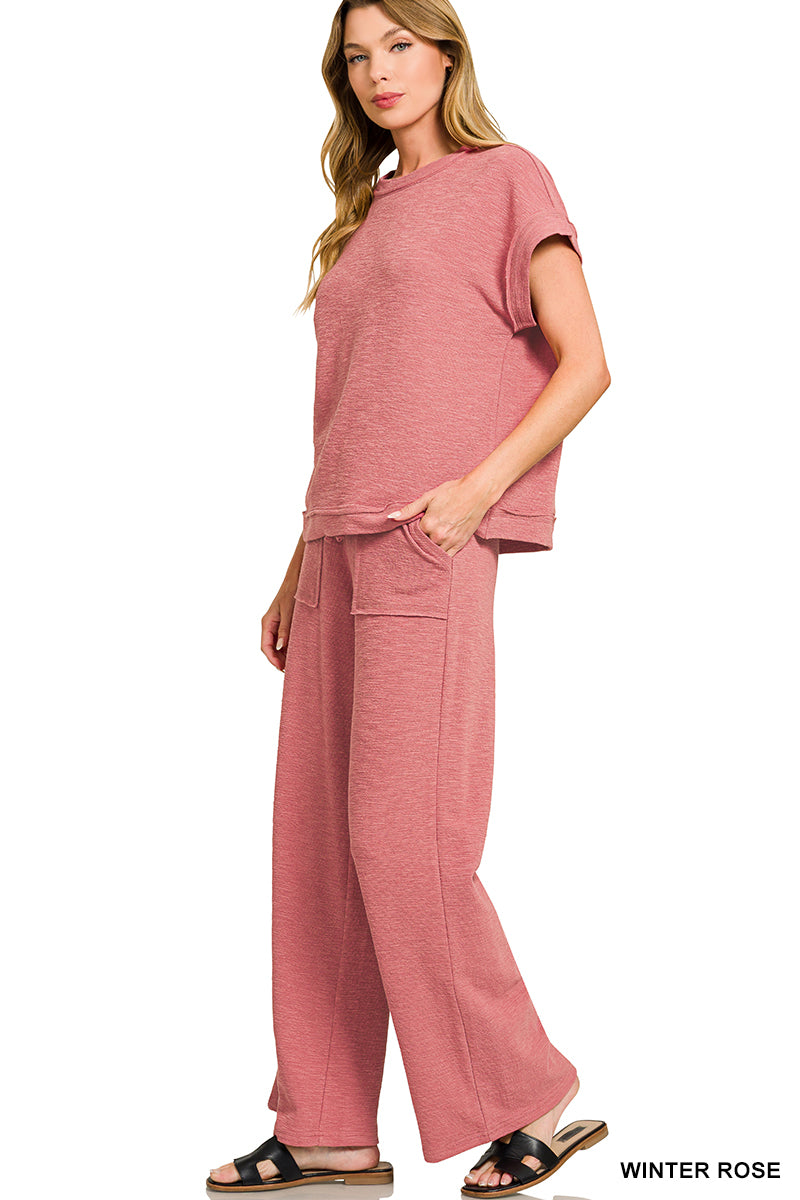 Slub Short Sleeve Tee and Long Pants Set