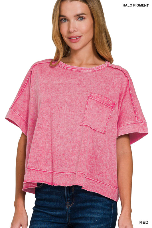 Snow Washed Oversized Crop Box Tee