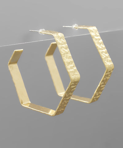 EP32091-003 Hammered Hexagon Hoops