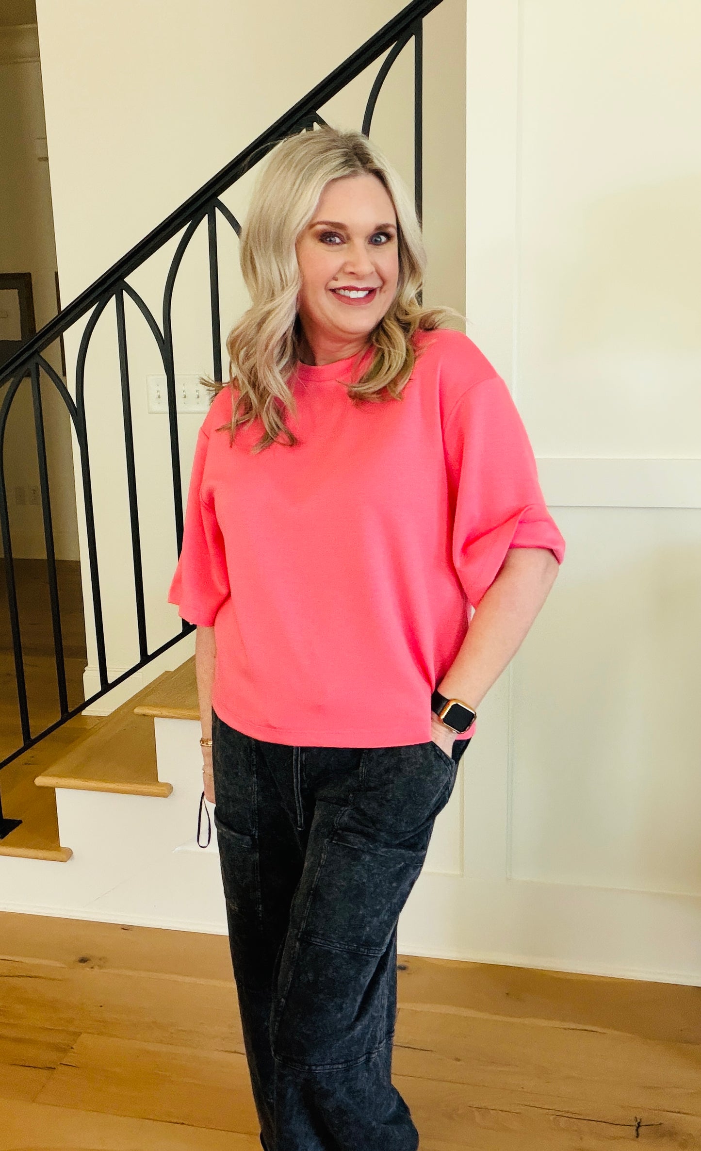 Double Knit Drop Shoulder Everyday Basic Top