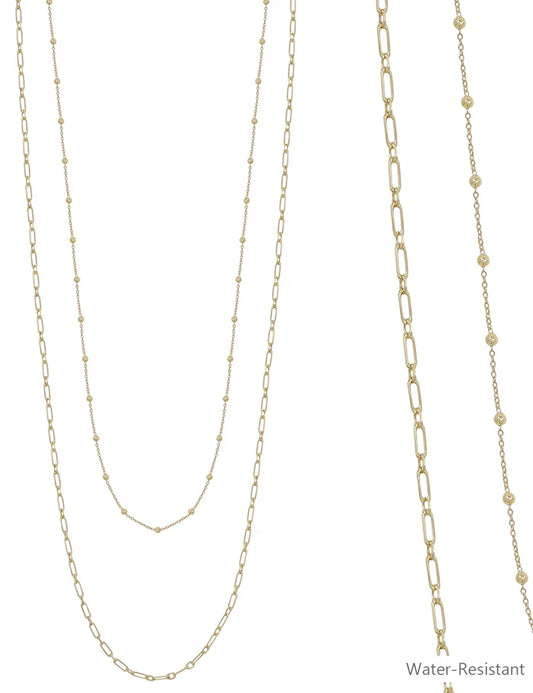 Layered Gold Beaded Necklace