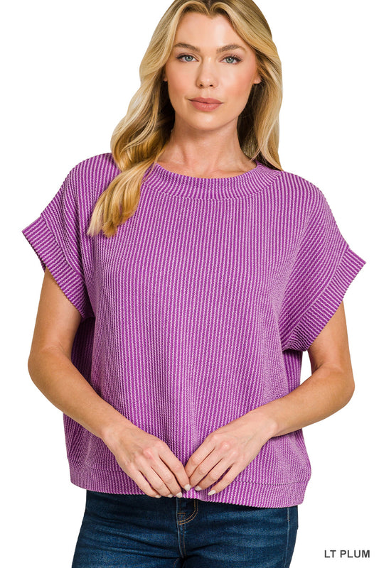 Ribbed Cap Sleeve Top