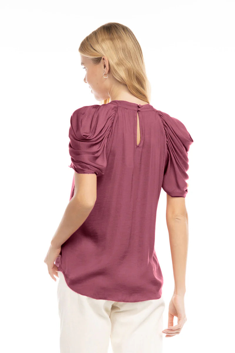 Short Sleeve Puff Shoulder Blouse