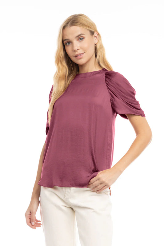 Short Sleeve Puff Shoulder Blouse