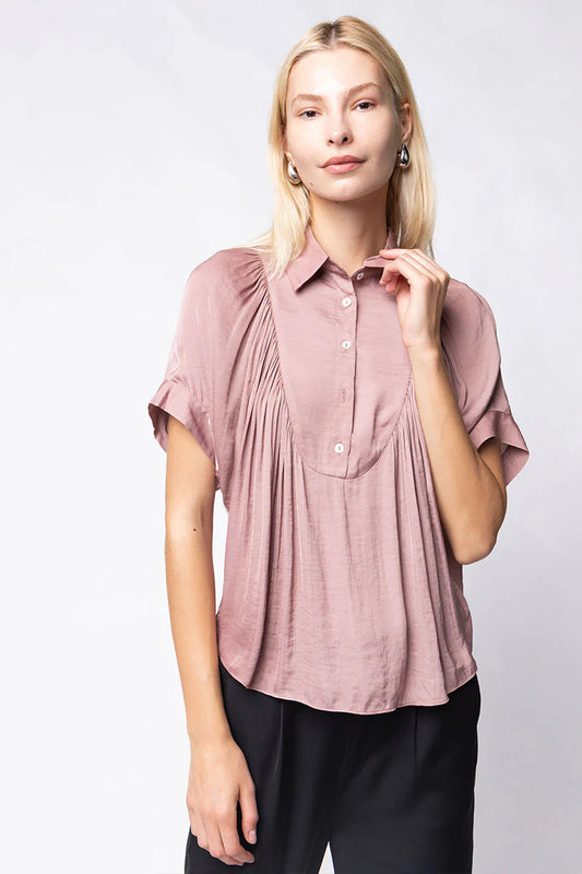 Short Sleeve Shirt With Front Bib Detail