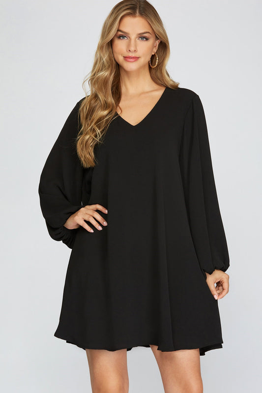 Long Sleeve Flounce Dress