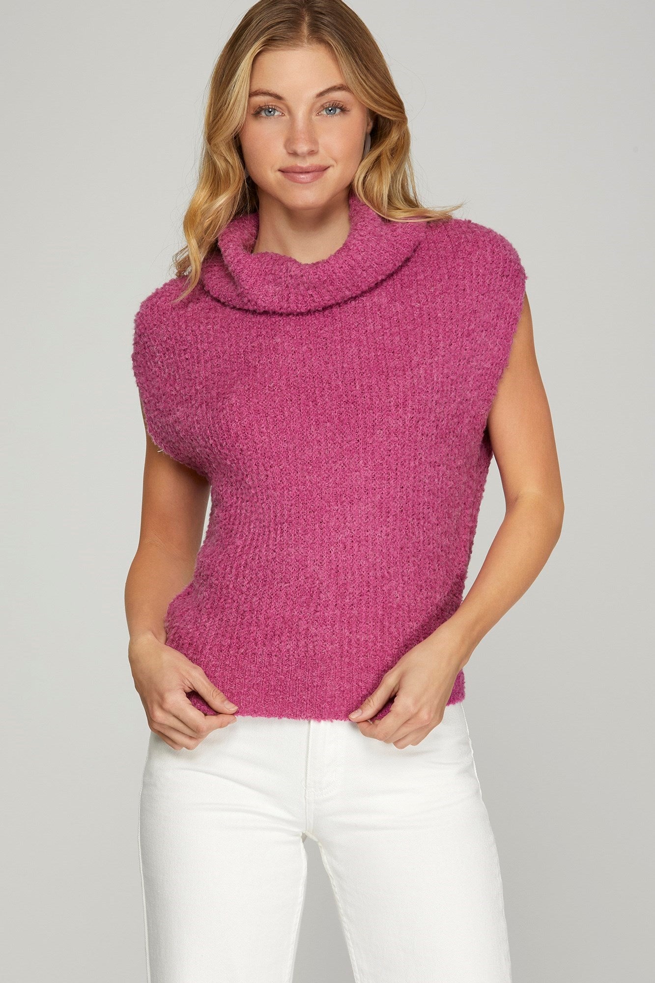 Drop Shoulder Cowl Neck Sweater