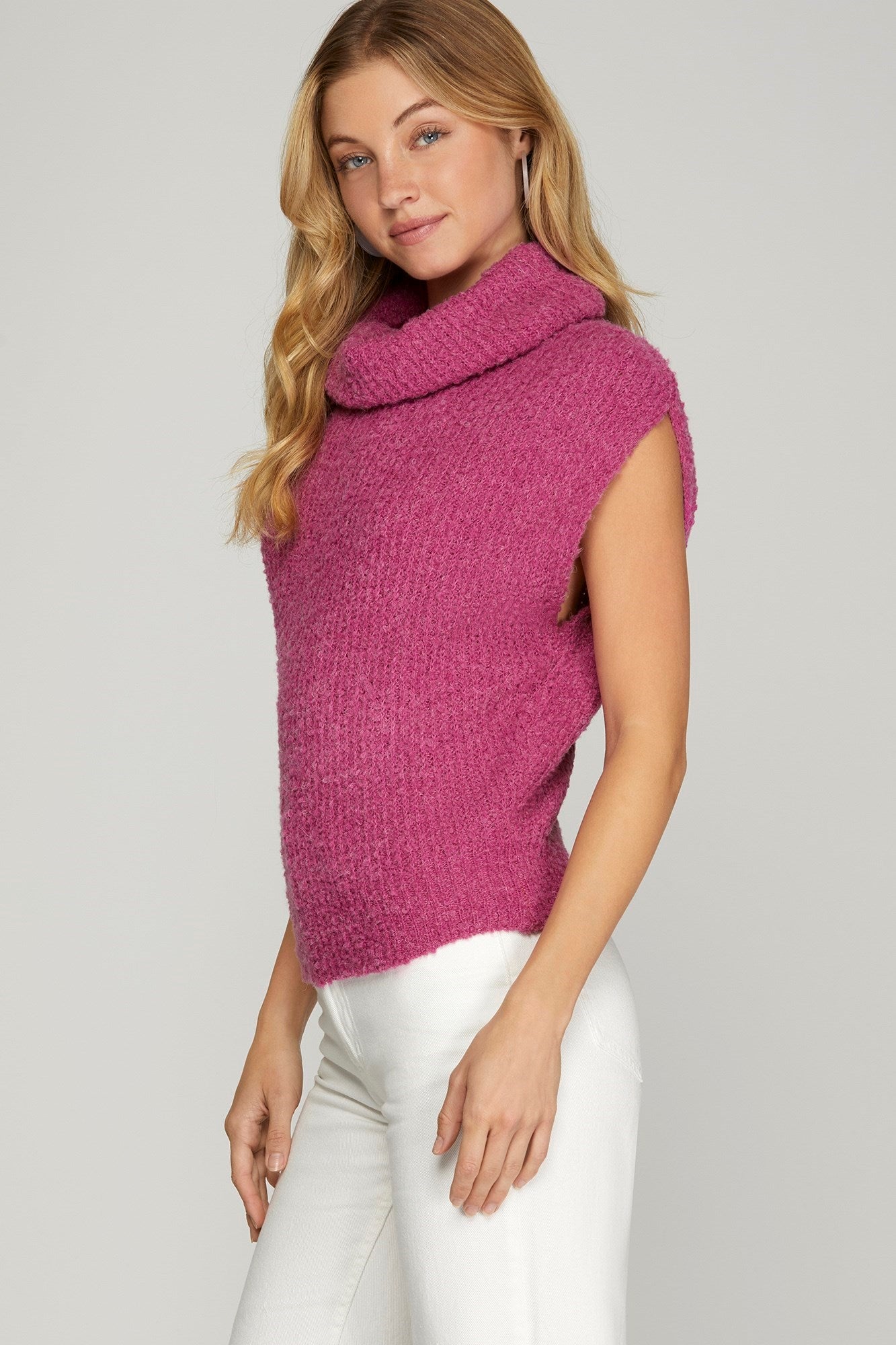 Drop Shoulder Cowl Neck Sweater