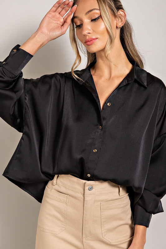 Satin Cropped Blouse Top