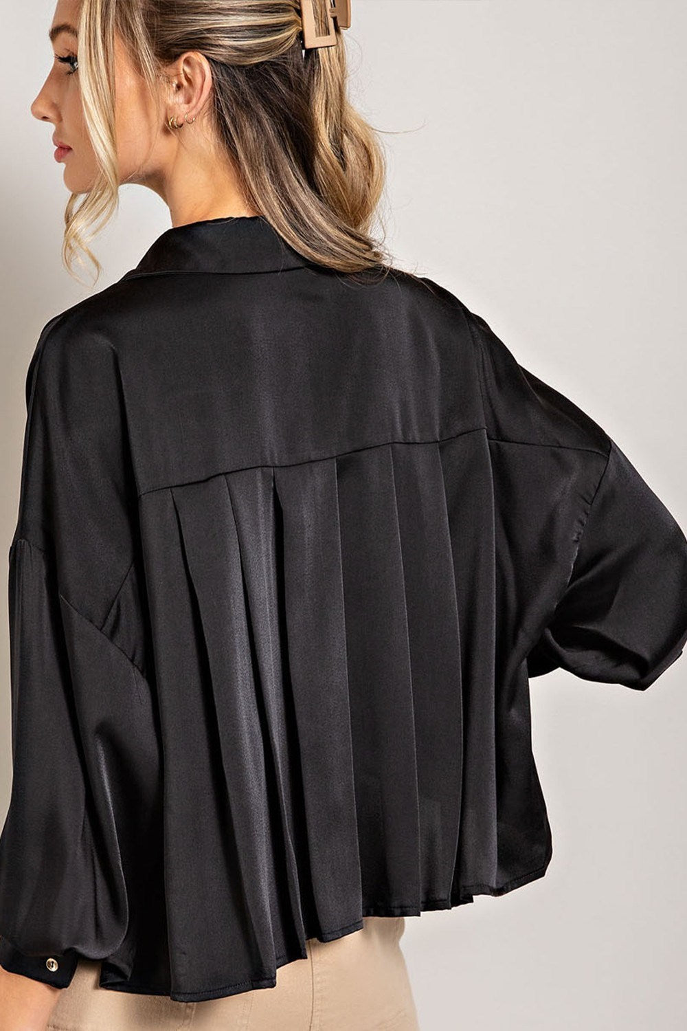 Satin Cropped Blouse Top
