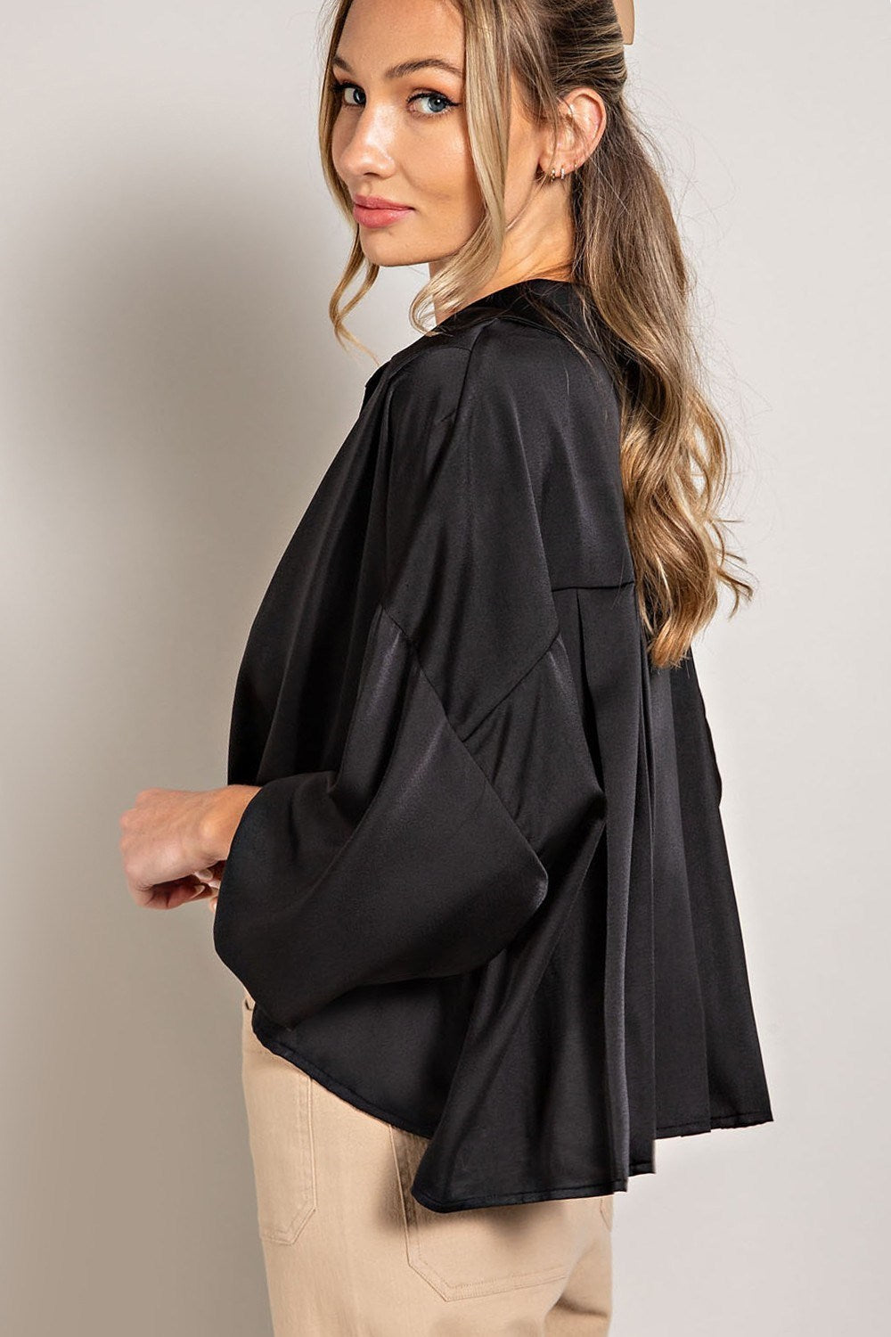 Satin Cropped Blouse Top