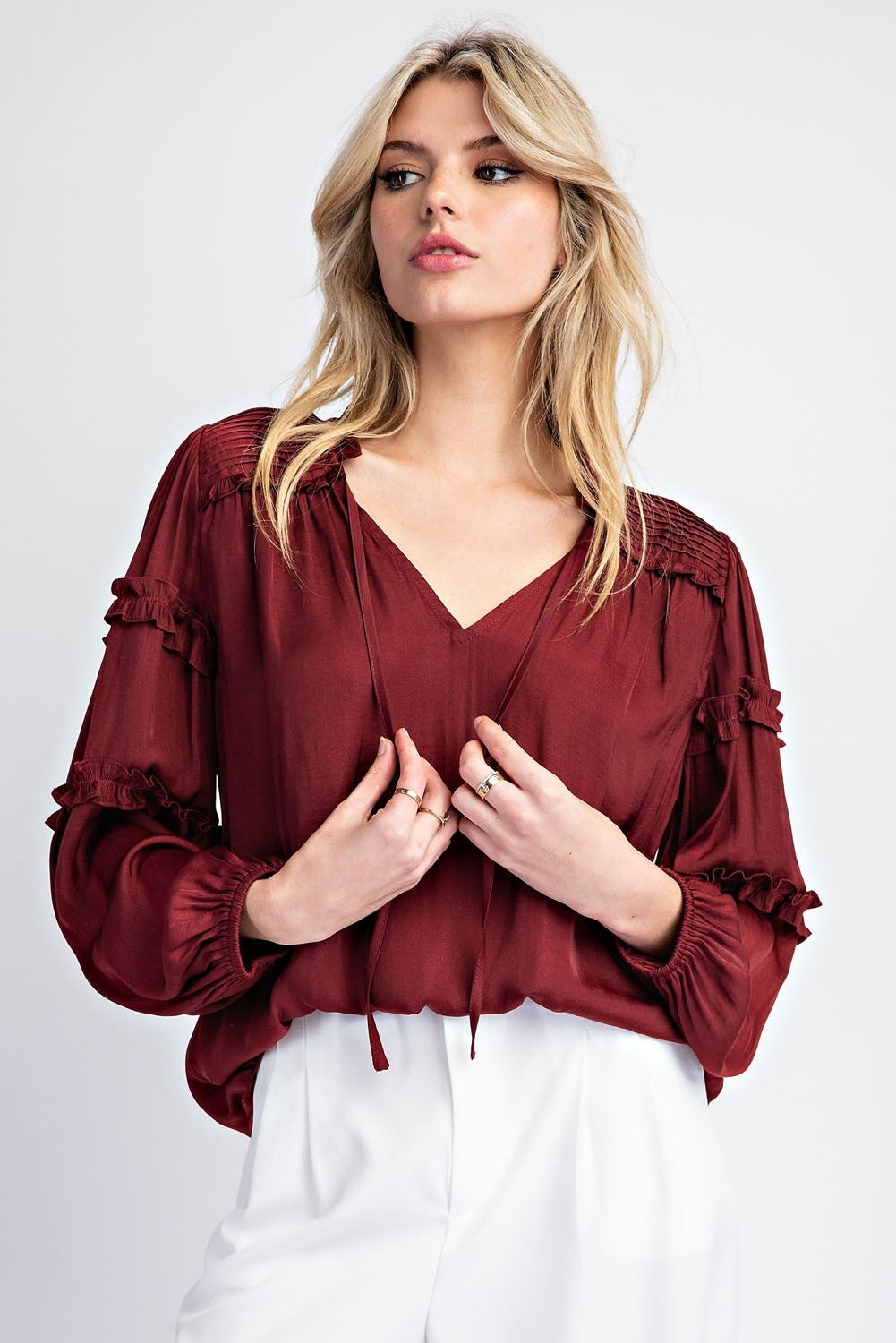 Long Sleeve ruffled Blouse