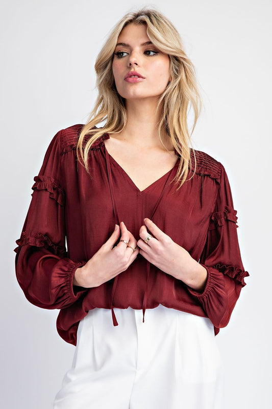 Long Sleeve ruffled Blouse