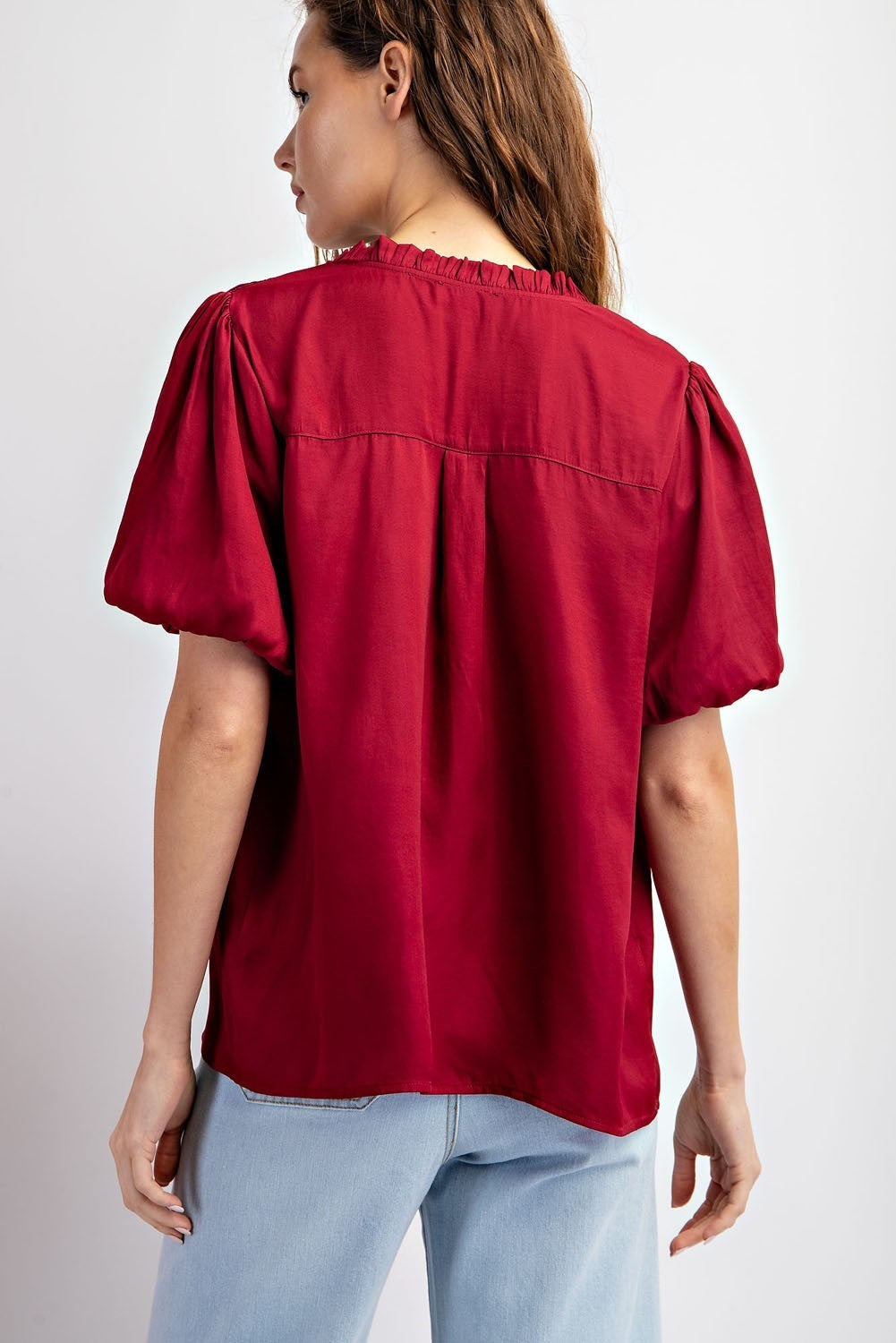 V-Neck Tie Front Blouse