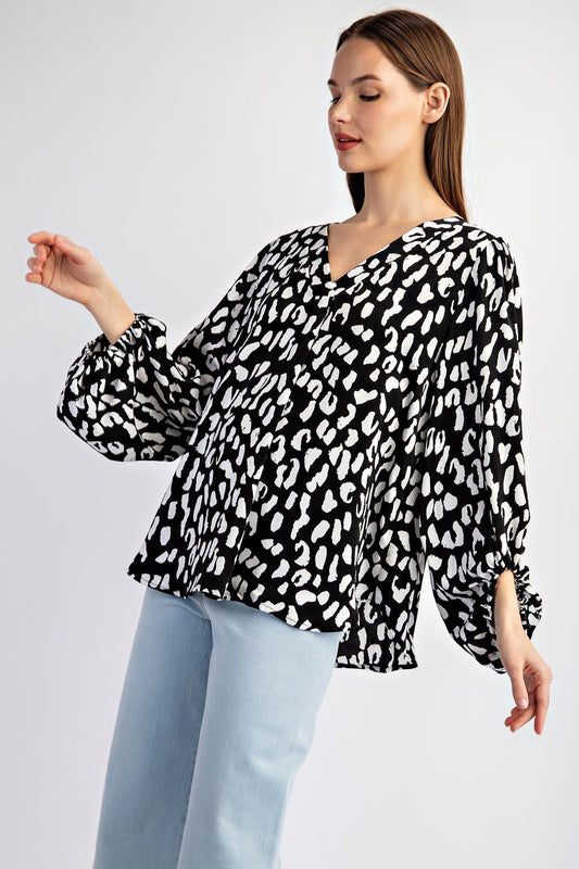 V-Neck Animal Print Top