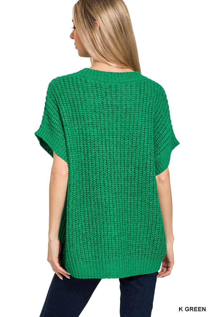 Short Sleeve Round Neck Sweater