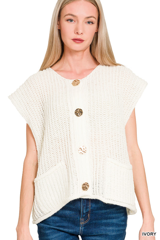 Gold Button Sweater Vest