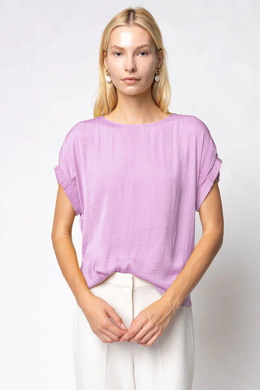 Pleated Sleeve Drop Shoulder Blouse