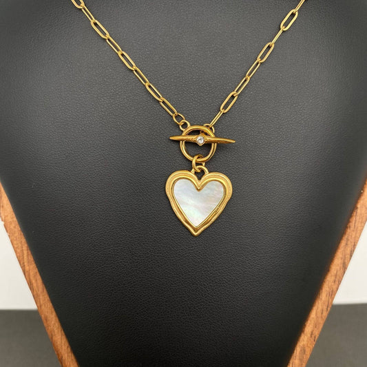 Shell Heart Charm 18K Gold Plated Necklace