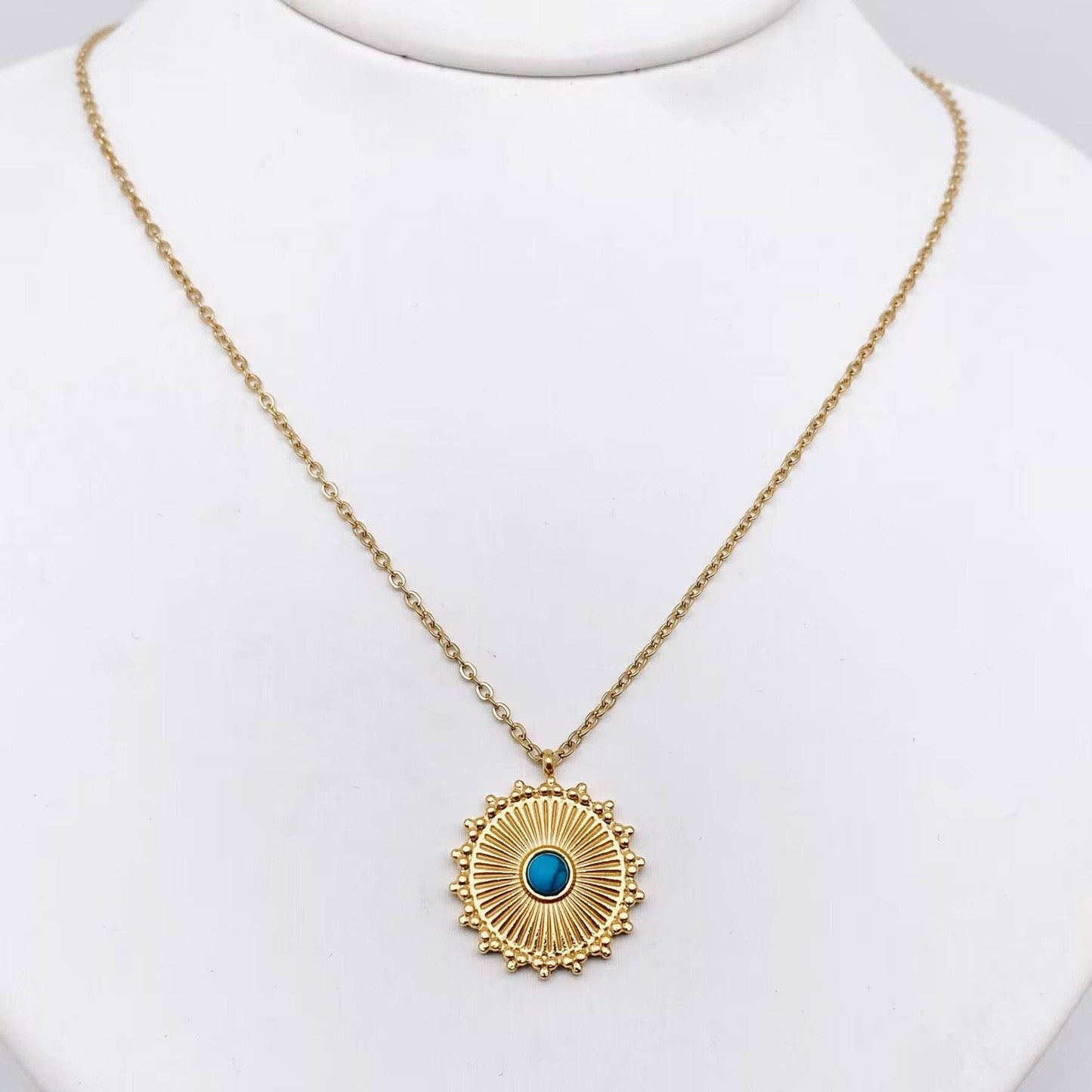 Inlaid Turquoise 18k Gold Plated Necklace