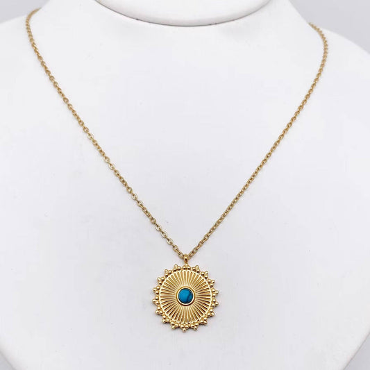 Inlaid Turquoise 18k Gold Plated Necklace
