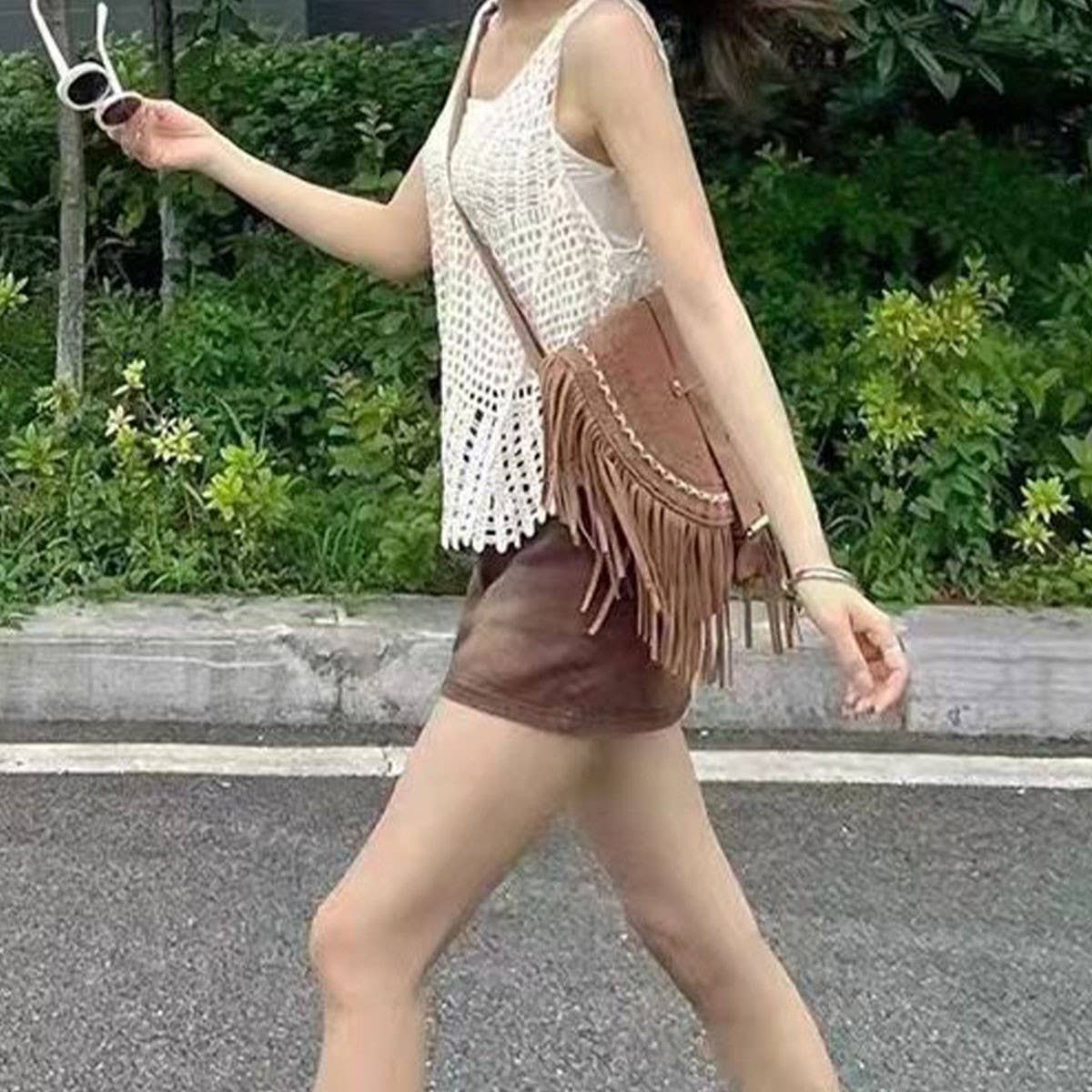 Suede Tassel Shoulder Bag