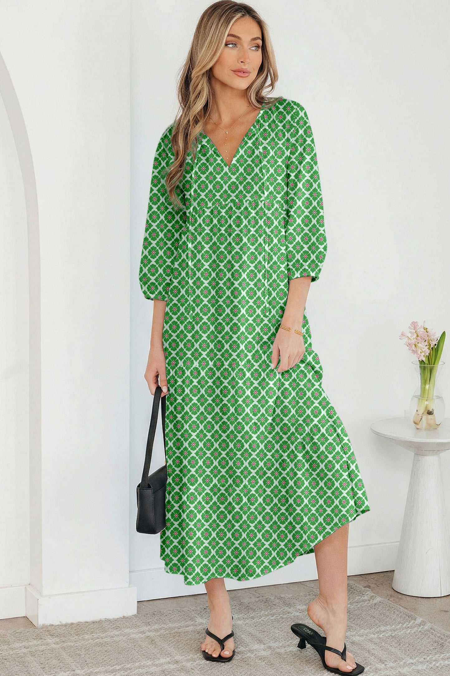 Boho Printed Half Sleeve Maxi Dress