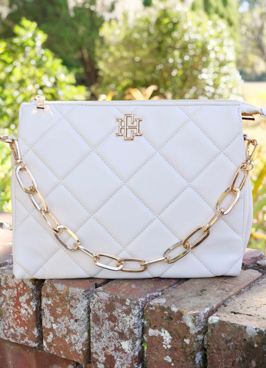 Caroline Hill Ariana Crossbody Cream Quilted