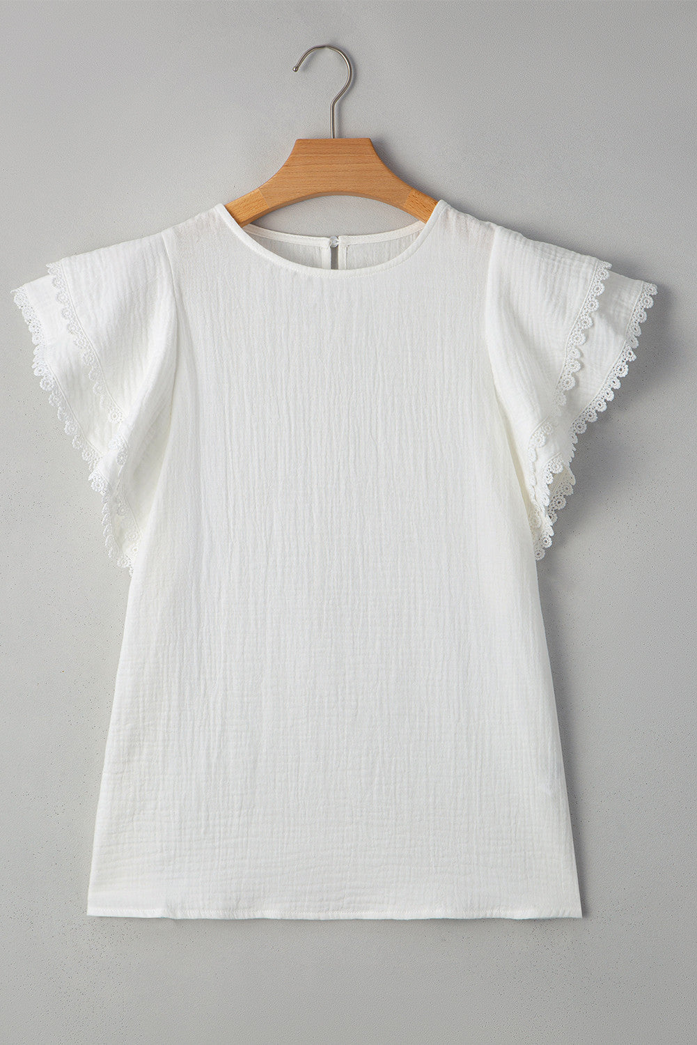 White Crinkled Layered Ruffled Flutter Sleeve Blouse