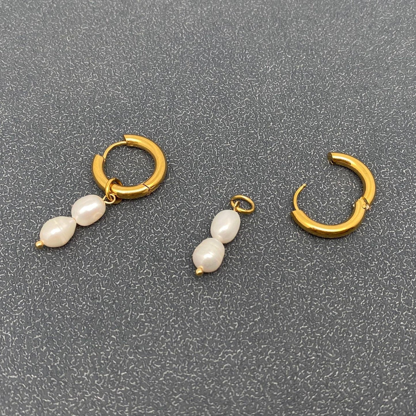 Pearl Charm 18K Gold Plated Huggie Earrings