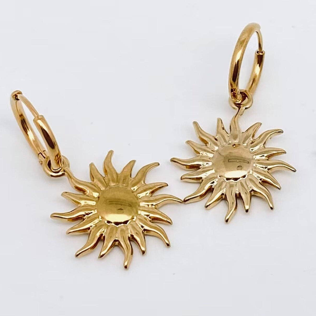 18K Gold Plated Sun Hoop Earrings