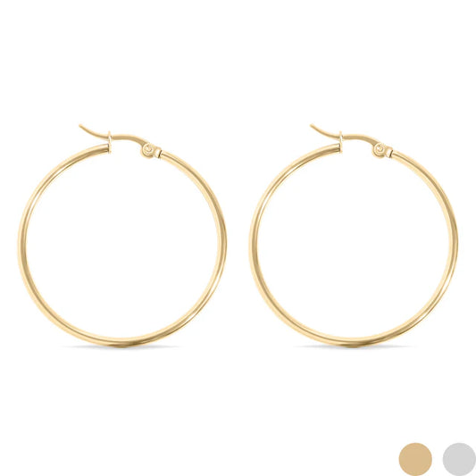 18K Gold PVD Stainless Steel Round Tube Hoop Earrings